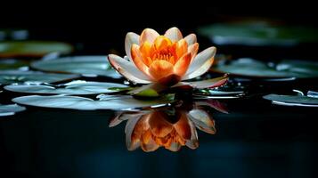 een single bloem bloesems reflecterend haar schoonheid foto