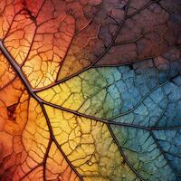 abstract herfst schoonheid in multi gekleurde blad ader patroon foto