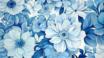 abstract ontwerp van blauw bloemen behang foto