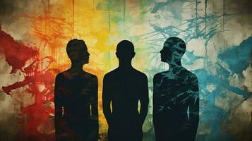abstract silhouet mannen inspireren creativiteit in grunge terug foto