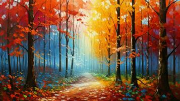 herfst Woud een levendig geschilderd landschap foto