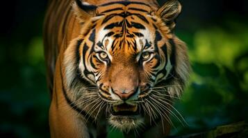 Bengalen tijger staren agressie in ogen majestueus schoonheid foto