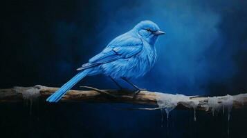 blauw vogel Aan boom foto
