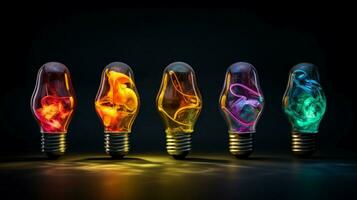 creatief lamp met verf kleuren foto