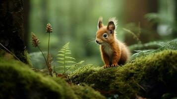 schattig zoogdier op zoek buitenshuis klein vacht dier in de Woud foto