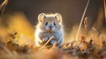 schattig klein zoogdier in natuur op zoek Bij camera pluizig vacht foto