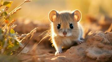 schattig klein zoogdier in de wild op zoek Bij camera buitenshuis foto