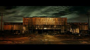 donker gebrandschilderd roestig grunge gebouw spookachtig verlaten ruine foto