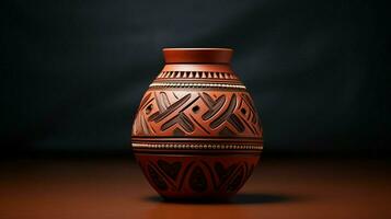 decoratief terracotta vaas met ingewikkeld inheems foto