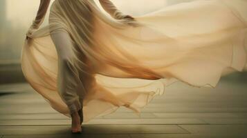 elegantie en sensualiteit in een vrouw wazig beweging wandelen foto