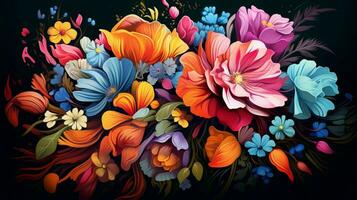 bloem boeket illustratie in multi gekleurde natuur terug foto