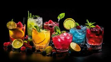 vers fruit cocktails domineren de zomer nachtleven tafereel foto