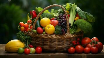 vers biologisch fruit en groenten in multi gekleurde Mark foto