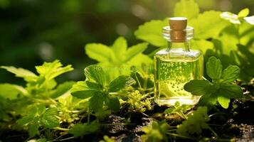 versheid van natuur in een blad aromatherapie met kruiden me foto