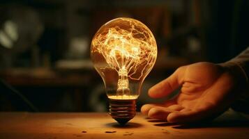 gloeiend elektrisch licht ontsteken filament inspirerend creatief foto