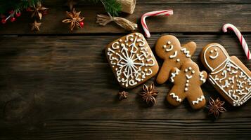 eigengemaakt peperkoek koekjes met snoep riet decoratie foto