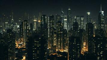 verlichte stadsgezicht Bij nacht hoog hoek visie foto