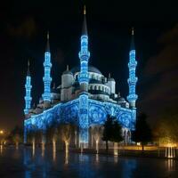 verlichte minaret symboliseert geestelijkheid in beroemd foto