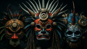 inheems culturen vieren traditie met overladen maskers foto