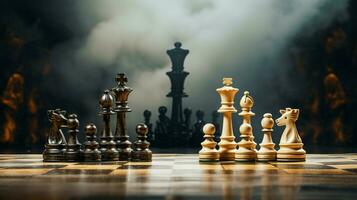koning Leidt roek pion verdedigt in schaak strijd foto