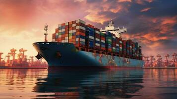 groot lading schip met containers foto