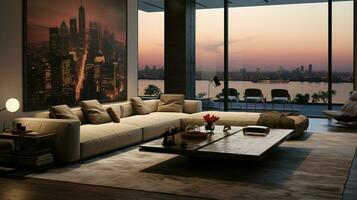 luxe modern appartement met comfortabel hoofdkussen decor foto