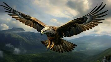 majestueus vogel van prooi stijgend in midden lucht foto