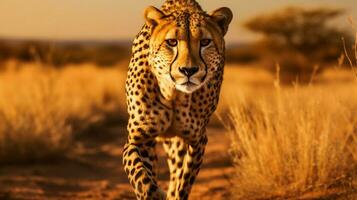 majestueus Jachtluipaard wandelen in Afrikaanse wildernis Oppervlakte foto