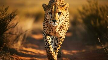 majestueus Jachtluipaard wandelen in Afrikaanse wildernis Oppervlakte foto