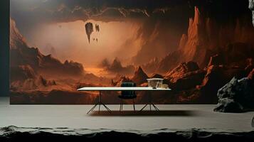 modern backdrop onthult futuristische behang creatie foto