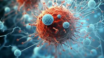 moleculair structuur van kanker cel onder vergroting foto
