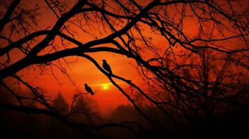 natuur spookachtig silhouet vitrines herfst levendig kleuren foto