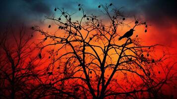 natuur spookachtig silhouet vitrines herfst levendig kleuren foto