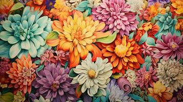 aard biologisch schoonheid in multi gekleurde bloemen patroon foto