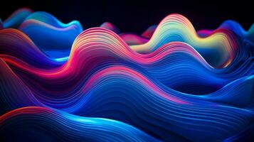 neon verlichting uitrusting creëert abstract Golf patronen foto