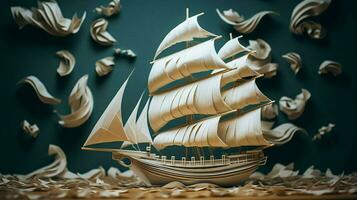 origami papier ambacht schip zeilen Aan verbeelding nautische foto