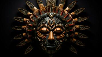 overladen Afrikaanse masker vitrines oude tribal cultuur foto