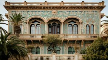 overladen decoratie siert oude Arabisch stijl gebouw foto