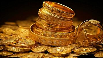glimmend goud sieraden een symbool van rijkdom foto