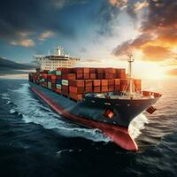 Verzending industrie leveren lading Aan groot houder schip foto
