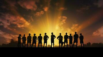 silhouetten aan het wachten samenspel succes sport- uniform beweging foto