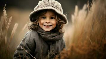 glimlachen kind buitenshuis geluk in natuur schattig portret foto