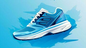 sport schoen illustratie Aan blauw backdrop foto