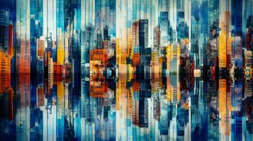hoog modern gebouw weerspiegelt abstract stadsgezicht patroon foto