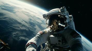 de ruimtewandeling is een film over ruimte en de astronaut foto