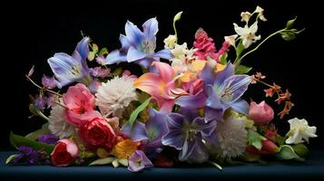 levendig bloemen boeket vitrines schoonheid in natuur kwetsbaar foto