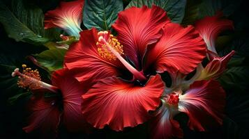 levendig hibiscus bloesem in weide presentatie van natuur foto