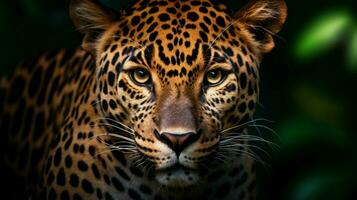 wild jaguar staren dichtbij omhoog portret in Afrika foto