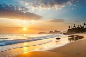 zonsondergang Aan de strand in costa rica. ai-gegenereerd foto