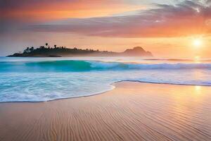 zonsondergang Aan de strand in sri lanka. ai-gegenereerd foto